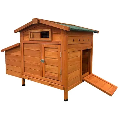 Poulailler Surélevé, Grand Abri Avec Nid Et Trappe, Bois, Couleur Bois