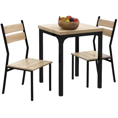 Ensemble Table Et Chaises, Table à Manger 60x60 Cm Et 2 Chaises Naturel Ensemble Table Et Chaises, Table à Manger 60x60 Cm Et 2 Chaises Naturel