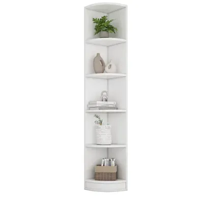 Vitrine D'angle Avec 5 étagères, Gain De Place, En Mdf, Blanc Vitrine D'angle Avec 5 étagères, Gain De Place, En Mdf, Blanc