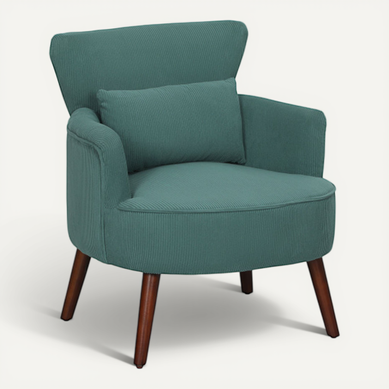 Fauteuil Rembourré En Polyester, Accoudoirs Arrondis Et Pieds En Bois, Vert Foncé Fauteuil Rembourré En Polyester, Accoudoirs Arrondis Et Pieds En Bois, Vert Foncé