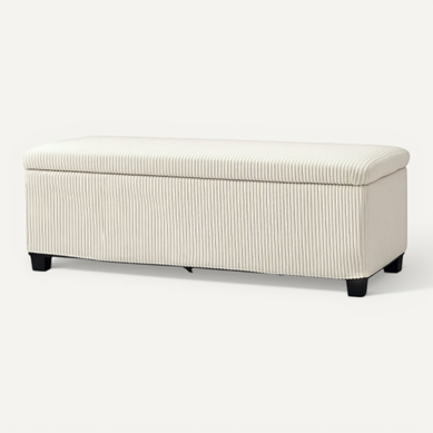 Banc Avec Rangement 84 L, Assise Rembourrée En Polyester, Beige