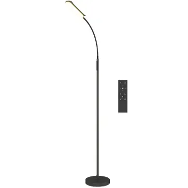 Lampadaire LED D'intérieur Avec Télécommande Et Commande Tactile, Col De Cygne 360°, En Acier Noir Lampadaire LED D'intérieur Avec Télécommande Et Commande Tactile, Col De Cygne 360°, En Acier Noir