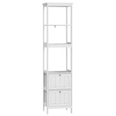 Colonne De Salle De Bain Étroite De Salle De Bain 40 X 30 X 160 Cm, 2 Tiroirs 3 Étagères, Blanc Colonne De Salle De Bain Étroite De Salle De Bain 40 X 30 X 160 Cm, 2 Tiroirs 3 Étagères, Blanc