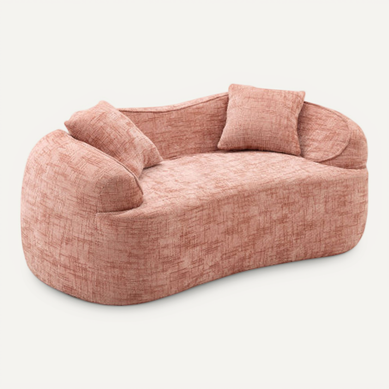 Canapé Compressé 2 Places Incurvé Avec Accoudoirs Et 2 Coussins - Rose Canapé Compressé 2 Places Incurvé Avec Accoudoirs Et 2 Coussins - Rose