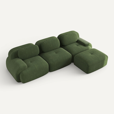 Canapé D'angle Modulable Vert En Velours Côtelé 32d Sans Montage