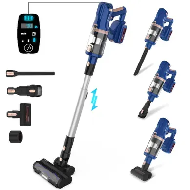Aspirateur Balai Avec Fonction 2-en-1, Batterie 4000 Mah, Filtre Hepa, En Abs Et PC, Bleu