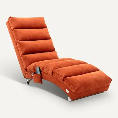 Méridienne De Relaxation Avec Vibration, Poche Latérale, En Lin Orange Méridienne De Relaxation Avec Vibration, Poche Latérale, En Lin Orange