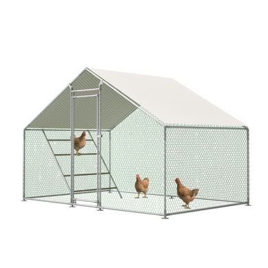 Enclos Poulailler 3x2x2 M Avec Échelle, Serrure, Bâche Pe Anti-uv, Acier Galvanisé Gris Enclos Poulailler 3x2x2 M Avec Échelle, Serrure, Bâche Pe Anti-uv, Acier Galvanisé Gris
