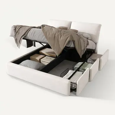 Lit Coffre 140x190 Cm, Lit Avec Rangement, 3 Tiroirs Et Tête De Lit, En Velours Beige Lit Coffre 140x190 Cm, Lit Avec Rangement, 3 Tiroirs Et Tête De Lit, En Velours Beige