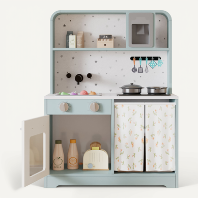Cuisine Enfant Bleue 29x60x81 Cm Avec Machine à Glaçons, Micro-ondes Et Accessoires Cuisine Enfant Bleue 29x60x81 Cm Avec Machine à Glaçons, Micro-ondes Et Accessoires