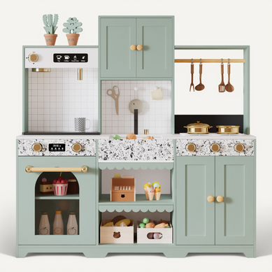 Cuisine Enfant Interactive Verte 30x90x98 Cm Avec Accessoires Cuisine Enfant Interactive Verte 30x90x98 Cm Avec Accessoires