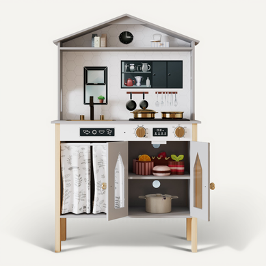 Cuisine Enfant Grise 28,5 X 60 X 92 Cm Avec évier, Plaque Et Rangement Cuisine Enfant Grise 28,5 X 60 X 92 Cm Avec évier, Plaque Et Rangement