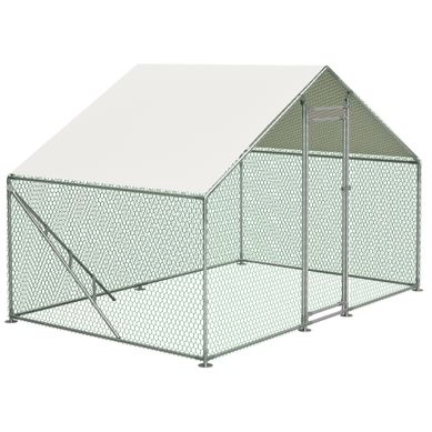 Enclos Volière 3x2 M En Métal Avec Toit, Porte Verrouillable Et Échelle, Blanc Enclos Volière 3x2 M En Métal Avec Toit, Porte Verrouillable Et Échelle, Blanc