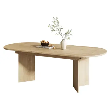 Table à Manger Extensible 120-160x80 Cm Avec Angles Arrondis, En Mdf, Couleur Chêne