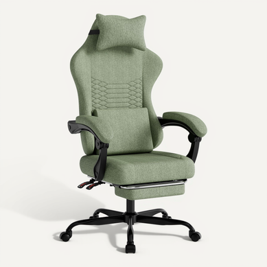 Chaise Gamer, Fauteuil Gamer Avec Dossier Inclinable, Repose-pieds Et Appui-tête, Vert Chaise Gamer, Fauteuil Gamer Avec Dossier Inclinable, Repose-pieds Et Appui-tête, Vert