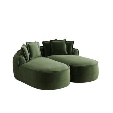 Canapé Convertible Modulable En Chenille Vert Avec Coussins Canapé Convertible Modulable En Chenille Vert Avec Coussins