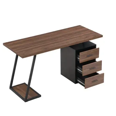 Bureau Droit Avec 3 Tiroirs, Rangement Modulable Et Support Unité Centrale Bureau Droit Avec 3 Tiroirs, Rangement Modulable Et Support Unité Centrale