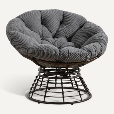 Fauteuil Papasan Pivotant à 360°, En Rotin Synthétique, Coussin épais, Gris Et Marron Fauteuil Papasan Pivotant à 360°, En Rotin Synthétique, Coussin épais, Gris Et Marron
