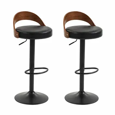 Lot De 2 Tabourets De Bar Pivotants, Dossier Ergonomique, Noir Lot De 2 Tabourets De Bar Pivotants, Dossier Ergonomique, Noir