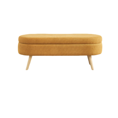 Banc Ovale 110 Cm Avec Rangement, En Chenille Jaune Banc Ovale 110 Cm Avec Rangement, En Chenille Jaune