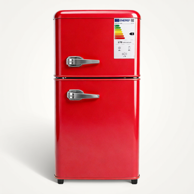 Réfrigérateur 2 Porte 86 L En Plastique Et Acier, Rouge Réfrigérateur 2 Porte 86 L En Plastique Et Acier, Rouge