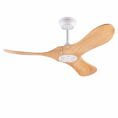 Ventilateur De Plafond 42 Pouces, Sans Lumière, En Métal Et Bois, Blanc Et Naturel