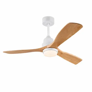 Ventilateur De Plafond 132 Cm Avec Lumière Et Télécommande, 6 Vitesses, En Métal Et Bois