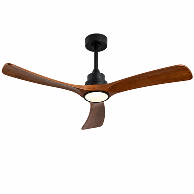 Ventilateur De Plafond Silencieux 132 Cm Avec Lumière, Noir Et Noyer Foncé, En Métal Et Bois Ventilateur De Plafond Silencieux 132 Cm Avec Lumière, Noir Et Noyer Foncé, En Métal Et Bois
