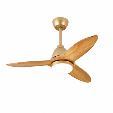 Ventilateur De Plafond 36 Pouces Noir Et Chêne Doré Avec LED Dimmable Et Pales En Bois
