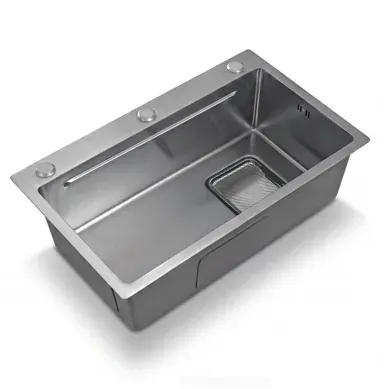 évier Encastrable Avec Planche Et égouttoir, En Acier Inoxydable Argenté, 75 X 45 X 22 Cm