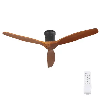 Ventilateur De Plafond 52 Pouces En Bois Noir Avec Moteur Réversible Et Télécommande