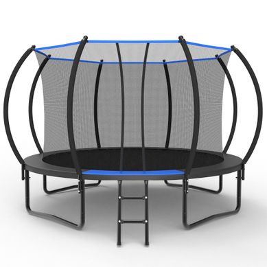 Trampoline Rond Avec Filet De Sécurité Et échelle, 366 Cm, En Acier, Noir Et Bleu Trampoline Rond Avec Filet De Sécurité Et échelle, 366 Cm, En Acier, Noir Et Bleu