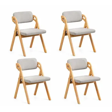 Lot De 4 Chaises Pliantes Rembourrée, Structure En Bois De Hêtre, Assise Rembourrée, Gris Lot De 4 Chaises Pliantes Rembourrée, Structure En Bois De Hêtre, Assise Rembourrée, Gris