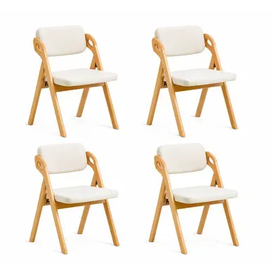 Lot De 4 Chaises Pliantes Avec Assise Rembourrée, Structure En Bois, Dossier Renforcé, Beige Lot De 4 Chaises Pliantes Avec Assise Rembourrée, Structure En Bois, Dossier Renforcé, Beige