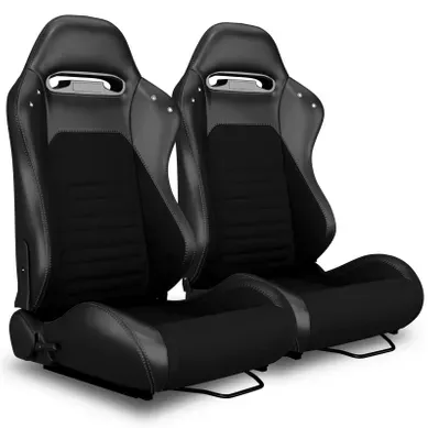 Sièges Baquets De Course Universels Avec Réglage, En Pvc Et Suède, Noir