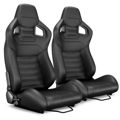 Sièges Baquets Universels En Pvc Avec Dossier Inclinable Et Glissières, Noirs