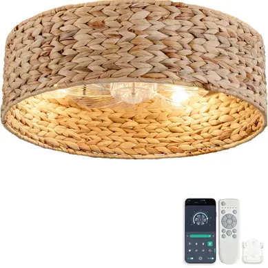 Ventilateur De Plafond 19 Pouces En Rotin Et Plastique Avec Télécommande Et Application Bluetooth Ventilateur De Plafond 19 Pouces En Rotin Et Plastique Avec Télécommande Et Application Bluetooth
