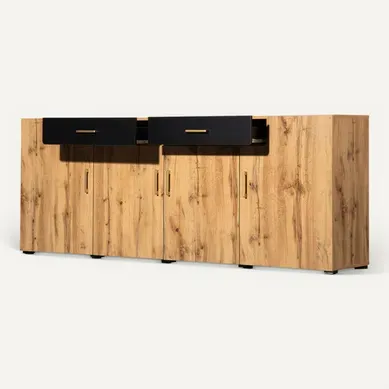 Buffet Moderne 4 Portes 2 Tiroirs, Rangement Salon Ou Salle à Manger, Effet Marbre, Marron Buffet Moderne 4 Portes 2 Tiroirs, Rangement Salon Ou Salle à Manger, Effet Marbre, Marron