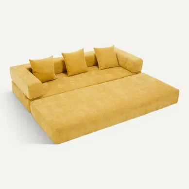 Canapé Modulable - Sofa Bloc - Poches - Chenille - Antidérapant - Jaune Moutarde Canapé Modulable - Sofa Bloc - Poches - Chenille - Antidérapant - Jaune Moutarde