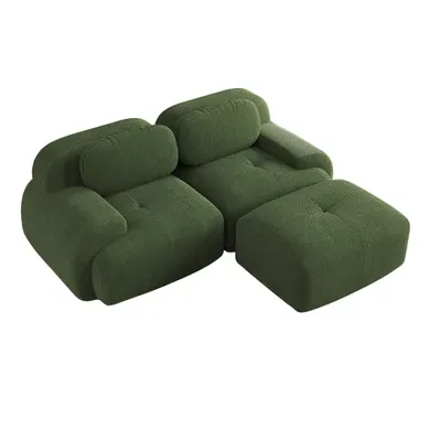 Canapé Compressé,canapé Modulaire,1 Pouf,accoudoirs Courbés, Sans Montage, Velours Côtelé Vert Canapé Compressé,canapé Modulaire,1 Pouf,accoudoirs Courbés, Sans Montage, Velours Côtelé Vert