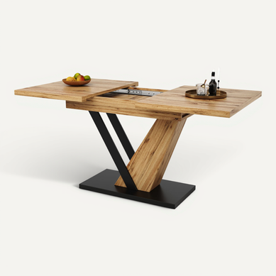 Table à Manger Extensible Rectangulaire 4 à 6personnes, Mdf, Pieds Métal Renforcés120-160cm Table à Manger Extensible Rectangulaire 4 à 6personnes, Mdf, Pieds Métal Renforcés120-160cm
