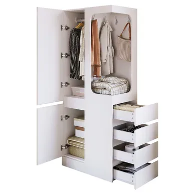 Armoire , Portes et Tiroirs, Espace Ouvert, Surface Facile à Entretenir, Blanc Armoire , Portes et Tiroirs, Espace Ouvert, Surface Facile à Entretenir, Blanc