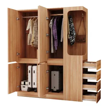Armoire , Rangement , 4 Tiroirs Et Penderie Ouverte, Style Minimaliste, Naturel Armoire , Rangement , 4 Tiroirs Et Penderie Ouverte, Style Minimaliste, Naturel