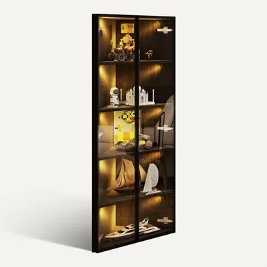 Vitrine D’angle Avec LED Et Portes Vitrées, Meuble De Rangement Pour Salon,mdf Et Verre,noir Vitrine D’angle Avec LED Et Portes Vitrées, Meuble De Rangement Pour Salon,mdf Et Verre,noir