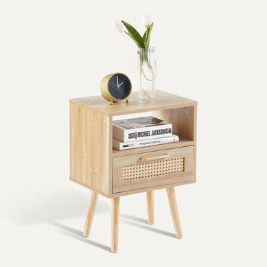Table De Chevet, 1 Tiroir, Pratique Et Moderne, Gain De Place ,Naturel