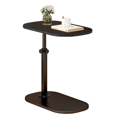 Table De Canapé C-forme - Hauteur Réglable - Plateau Pivotant 360° - Design Moderne - Noir