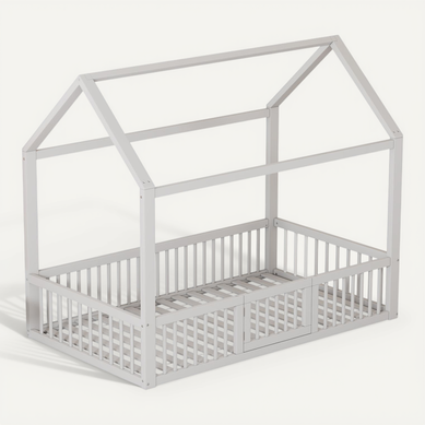 Lit Cabane Blanc 90x200 Cm Avec Barrière Et Portillon Pour Chambre Enfant Lit Cabane Blanc 90x200 Cm Avec Barrière Et Portillon Pour Chambre Enfant