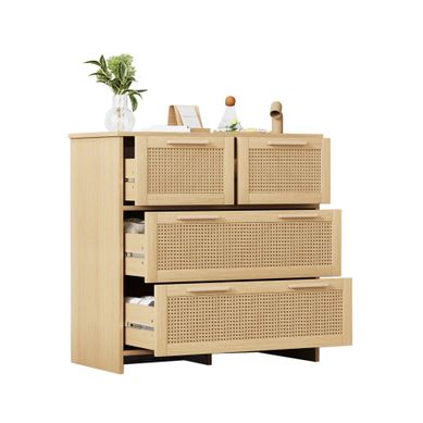 Commode 4 Tiroirs En Rotin Avec Structure En Bois 80x80x38 Cm, Rangement Chambre Salon Naturel Commode 4 Tiroirs En Rotin Avec Structure En Bois 80x80x38 Cm, Rangement Chambre Salon Naturel