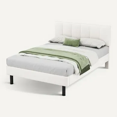 Lit Rembourré 140x190 Cm Avec Sommier à Lattes En Sherpa Beige Lit Rembourré 140x190 Cm Avec Sommier à Lattes En Sherpa Beige
