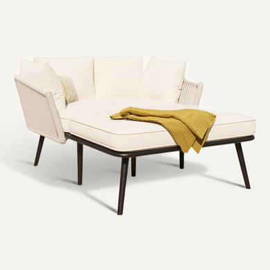 Canapé Avec Coussins 10 Cm Et Structure En Acier Galvanisé Beige Canapé Avec Coussins 10 Cm Et Structure En Acier Galvanisé Beige